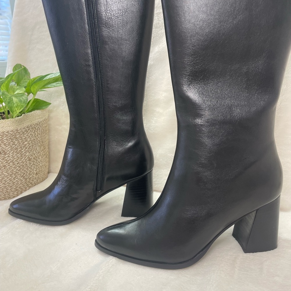 Journee Signature Womens Laila Stacked Heel Dress Boots NWOB Black Leather H 802 - Picture 11 of 15